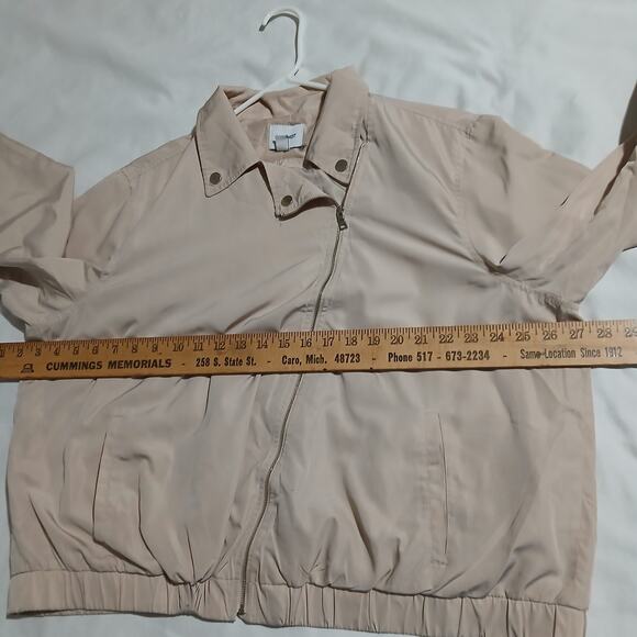 Nine West XXL Moto Jacket Elastic Hem Cream Windbreaker Lightweight Full-Zip - Picture 7 of 11